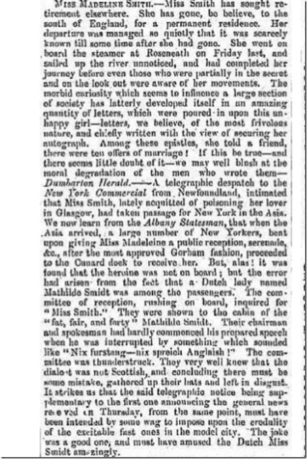 madeleine smith in america not